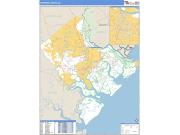 Chatham County, GA <br /> Wall Map <br /> Zip Code <br /> Basic Style 2024 Map