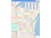 Wisconsin <br /> Wall Map <br /> Color Cast Style 2024 Map