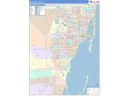 Miami-Dade <br /> Wall Map <br /> Color Cast Style 2024 Map