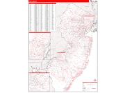 New Jersey <br /> Wall Map <br /> Zip Code <br /> Red Line Style 2024 Map