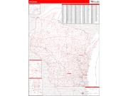 Wisconsin <br /> Wall Map <br /> Zip Code <br /> Red Line Style 2024 Map