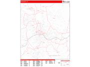 Waterbury <br /> Wall Map <br /> Zip Code <br /> Red Line Style 2024 Map