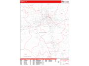 Asheville <br /> Wall Map <br /> Zip Code <br /> Red Line Style 2024 Map
