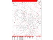 Cary <br /> Wall Map <br /> Zip Code <br /> Red Line Style 2024 Map