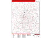 Charlotte <br /> Wall Map <br /> Zip Code <br /> Red Line Style 2024 Map