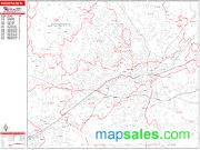 Winston-Salem <br /> Wall Map <br /> Zip Code <br /> Red Line Style 2024 Map