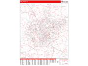 San Antonio <br /> Wall Map <br /> Zip Code <br /> Red Line Style 2024 Map