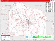 Alachua County, FL <br /> Wall Map <br /> Zip Code <br /> Red Line Style 2024 Map