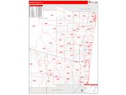 Broward County, FL <br /> Wall Map <br /> Zip Code <br /> Red Line Style 2024 Map
