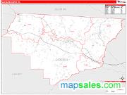 Gadsden County, FL <br /> Wall Map <br /> Zip Code <br /> Red Line Style 2024 Map