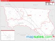 Hamilton County, FL <br /> Wall Map <br /> Zip Code <br /> Red Line Style 2024 Map