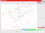 Hardee County, FL <br /> Wall Map <br /> Zip Code <br /> Red Line Style 2024 Map