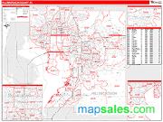 Hillsborough County, FL <br /> Wall Map <br /> Zip Code <br /> Red Line Style 2024 Map
