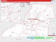 Leon County, FL <br /> Wall Map <br /> Zip Code <br /> Red Line Style 2024 Map