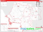Levy County, FL <br /> Wall Map <br /> Zip Code <br /> Red Line Style 2024 Map