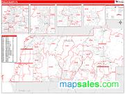 Pasco County, FL <br /> Wall Map <br /> Zip Code <br /> Red Line Style 2024 Map