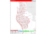 Pinellas County, FL <br /> Wall Map <br /> Zip Code <br /> Red Line Style 2024 Map