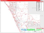 Sarasota County, FL <br /> Wall Map <br /> Zip Code <br /> Red Line Style 2024 Map