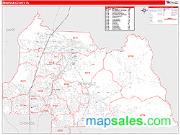 Seminole County, FL <br /> Wall Map <br /> Zip Code <br /> Red Line Style 2024 Map