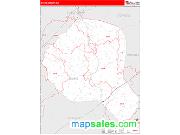 Banks County, GA <br /> Wall Map <br /> Zip Code <br /> Red Line Style 2024 Map