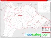 Burke County, GA <br /> Wall Map <br /> Zip Code <br /> Red Line Style 2024 Map