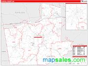 Carroll County, GA <br /> Wall Map <br /> Zip Code <br /> Red Line Style 2024 Map