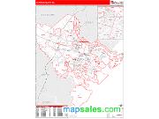 Chatham County, GA <br /> Wall Map <br /> Zip Code <br /> Red Line Style 2024 Map