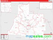 Coffee County, GA <br /> Wall Map <br /> Zip Code <br /> Red Line Style 2024 Map