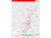 Fulton County, GA <br /> Wall Map <br /> Zip Code <br /> Red Line Style 2024 Map