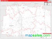 Gordon County, GA <br /> Wall Map <br /> Zip Code <br /> Red Line Style 2024 Map