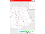 Hart County, GA <br /> Wall Map <br /> Zip Code <br /> Red Line Style 2024 Map