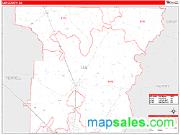 Lee County, GA <br /> Wall Map <br /> Zip Code <br /> Red Line Style 2024 Map