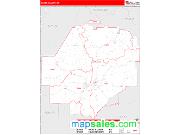 Macon County, GA <br /> Wall Map <br /> Zip Code <br /> Red Line Style 2024 Map