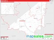 Peach County, GA <br /> Wall Map <br /> Zip Code <br /> Red Line Style 2024 Map