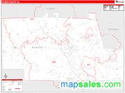 Pickens County, GA <br /> Wall Map <br /> Zip Code <br /> Red Line Style 2024 Map