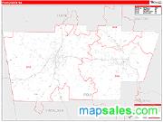 Polk County, GA <br /> Wall Map <br /> Zip Code <br /> Red Line Style 2024 Map
