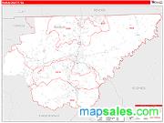 Rabun County, GA <br /> Wall Map <br /> Zip Code <br /> Red Line Style 2024 Map