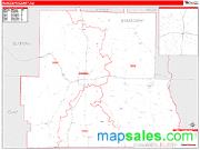 Randolph County, GA <br /> Wall Map <br /> Zip Code <br /> Red Line Style 2024 Map