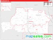 Spalding County, GA <br /> Wall Map <br /> Zip Code <br /> Red Line Style 2024 Map
