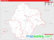 Taylor County, GA <br /> Wall Map <br /> Zip Code <br /> Red Line Style 2024 Map