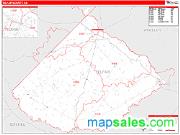 Telfair County, GA <br /> Wall Map <br /> Zip Code <br /> Red Line Style 2024 Map