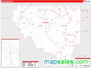 Upson County, GA <br /> Wall Map <br /> Zip Code <br /> Red Line Style 2024 Map