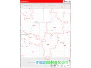 Cass County, IA <br /> Wall Map <br /> Zip Code <br /> Red Line Style 2024 Map