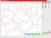 Crawford County, IA <br /> Wall Map <br /> Zip Code <br /> Red Line Style 2024 Map