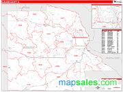 Dubuque County, IA <br /> Wall Map <br /> Zip Code <br /> Red Line Style 2024 Map