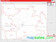 Jefferson County, IA <br /> Wall Map <br /> Zip Code <br /> Red Line Style 2024 Map