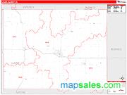 Lucas County, IA <br /> Wall Map <br /> Zip Code <br /> Red Line Style 2024 Map