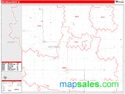 Mitchell County, IA <br /> Wall Map <br /> Zip Code <br /> Red Line Style 2024 Map