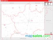 Monroe County, IA <br /> Wall Map <br /> Zip Code <br /> Red Line Style 2024 Map