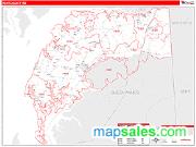 Kent County, MD <br /> Wall Map <br /> Zip Code <br /> Red Line Style 2024 Map